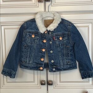 Levi's Toddler Denim Jacket with White Faux Fur Collar